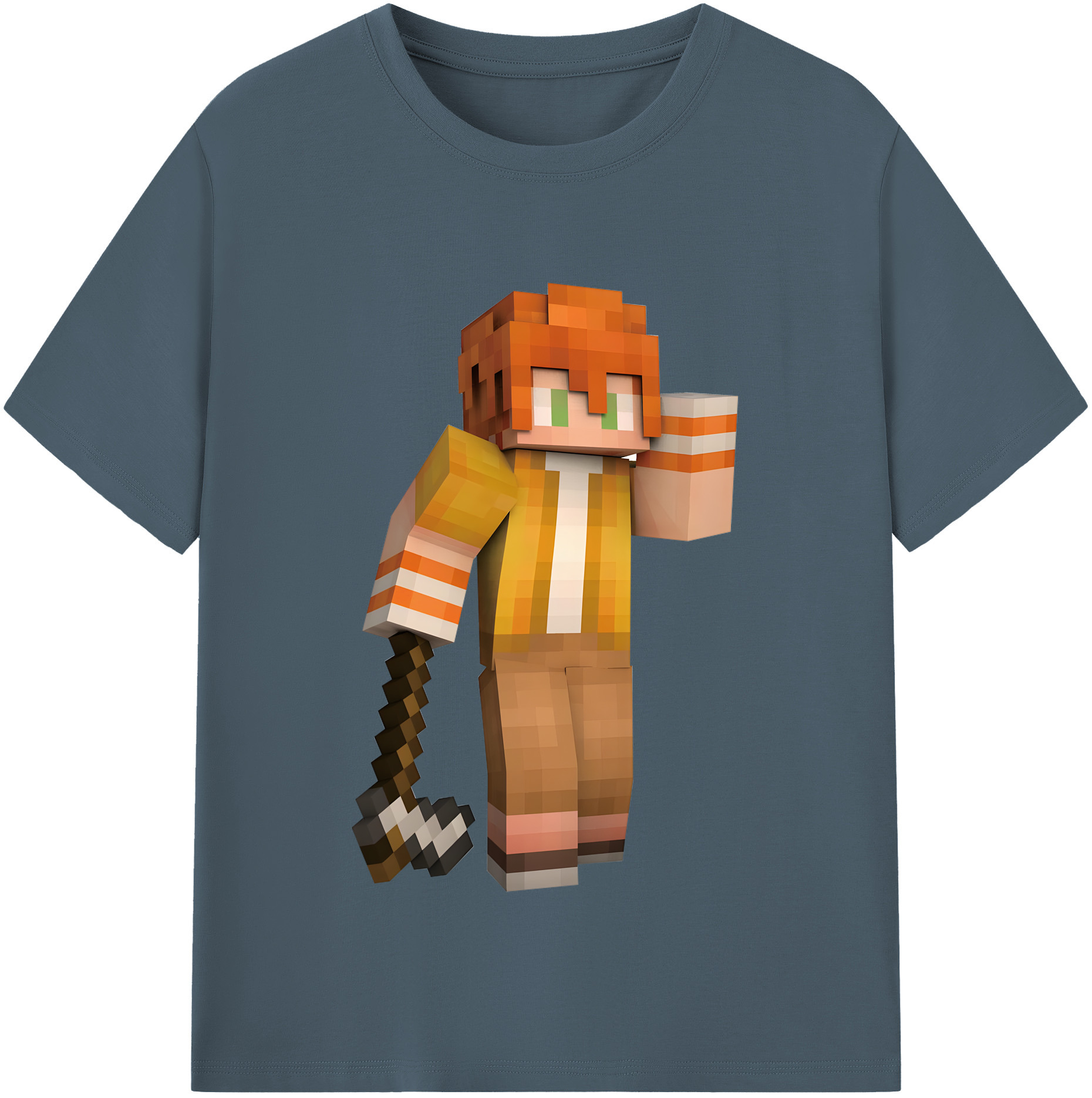 （画像用） マインクラフト ブロックの世界 Minecraft MC Block world 綿100％半袖Tシャツ（フロントプリント）